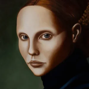 Een geschilderd portret met als uitgangspunt een portret van Desirée Dolron